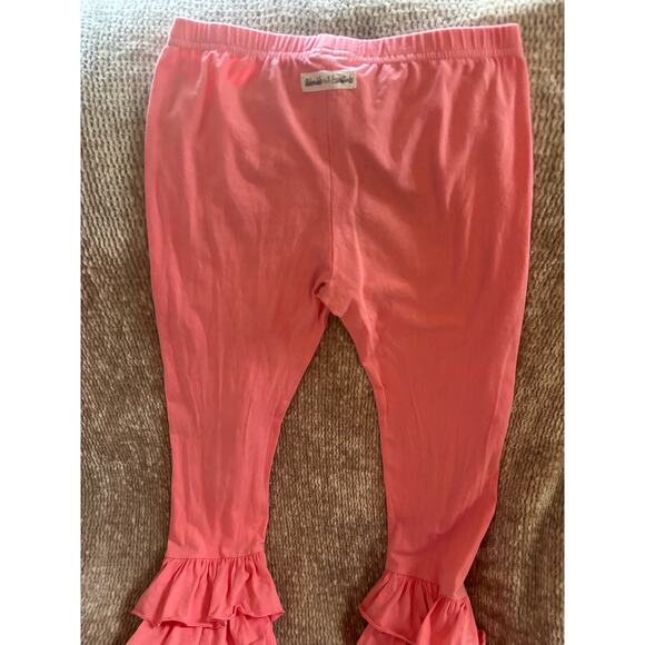 Adorable Essentials Girls Sz 8 Pink Triple Ruffle Bottom Cotton Leggings Pants - Picture 4 of 4